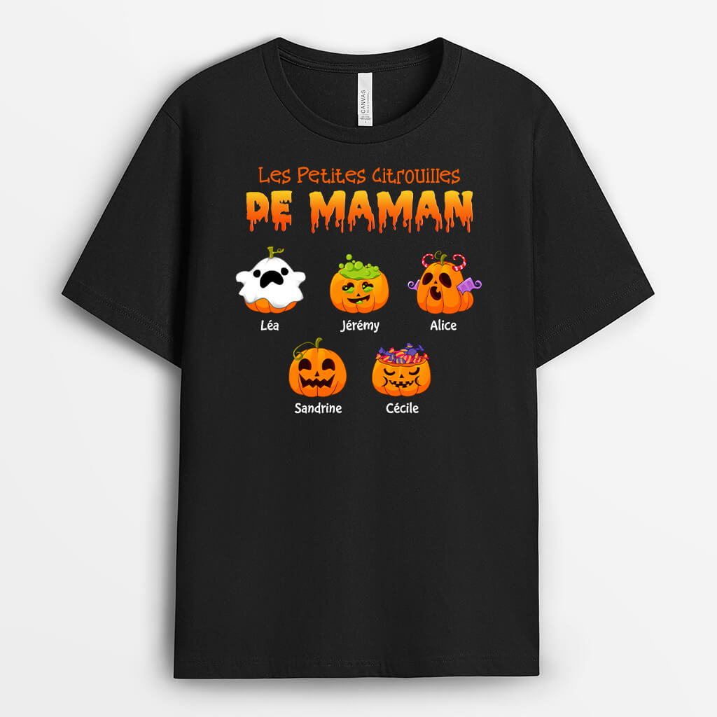 1318AFR1 t shirt les petites citrouilles de maman halloween personnalise