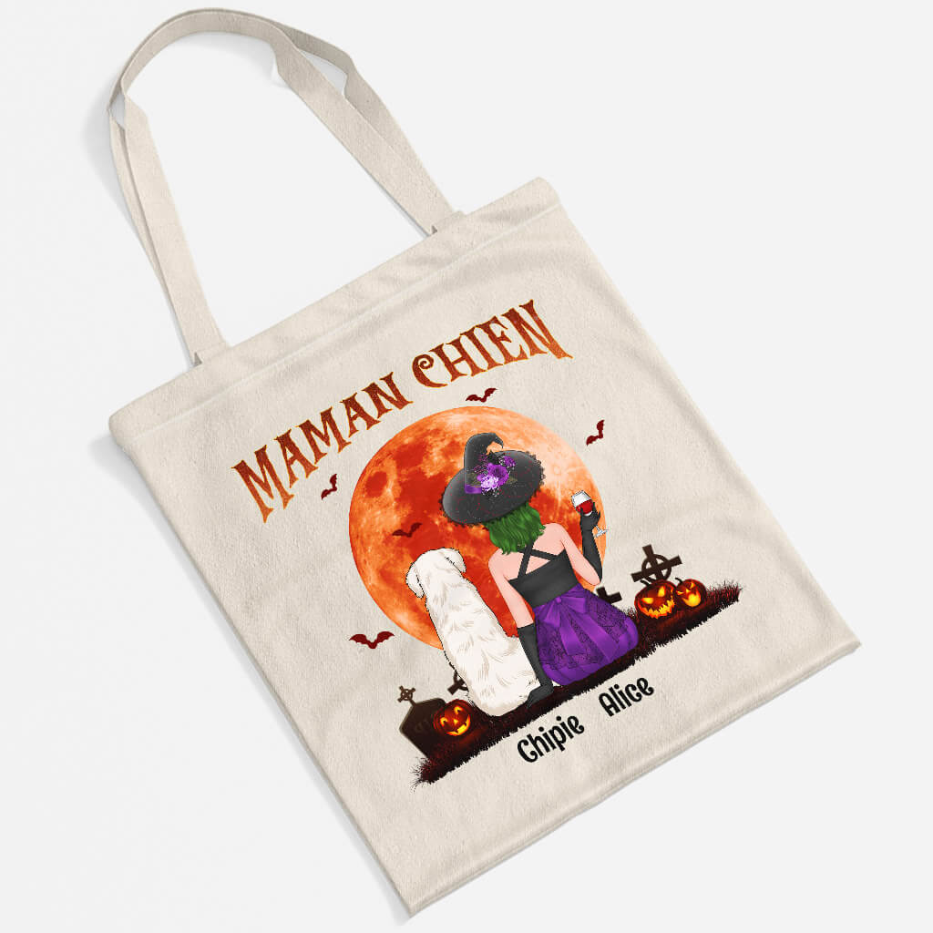 1322BFR2 tote bag maman chien halloween personnalise