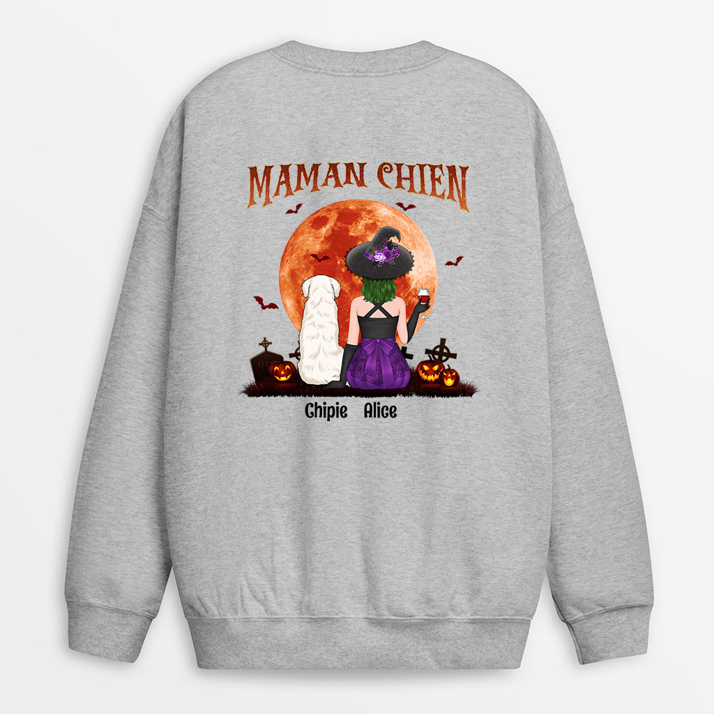 1322WFR1 sweatshirt maman chien halloween personnalise