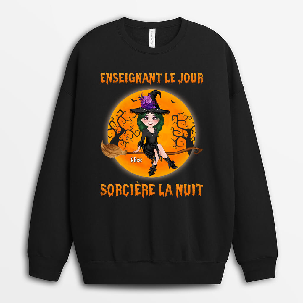 1331WFR1 sweatshirt infirmiere le jour sorciere la nuit personnalise