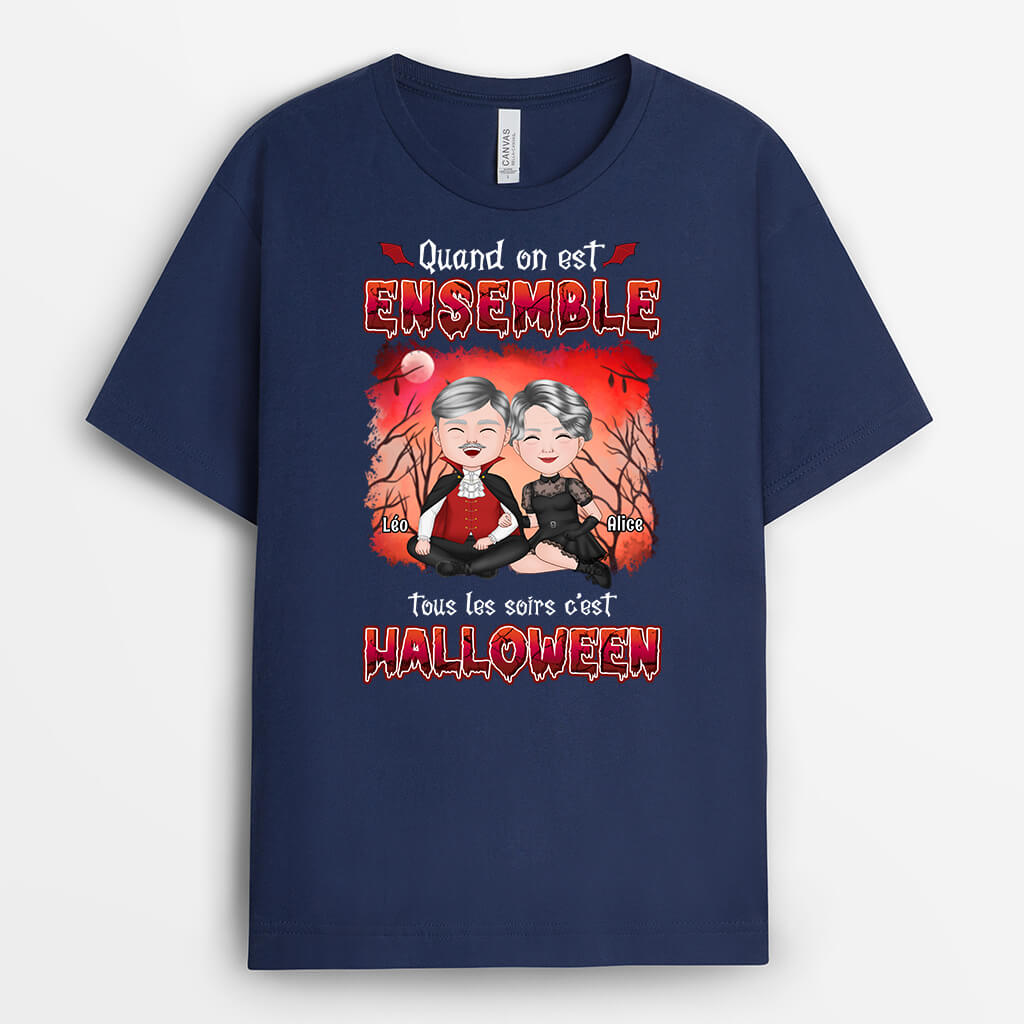 1345AFR2 t shirt quand on est ensemble tous les soirs cest halloween personnalise