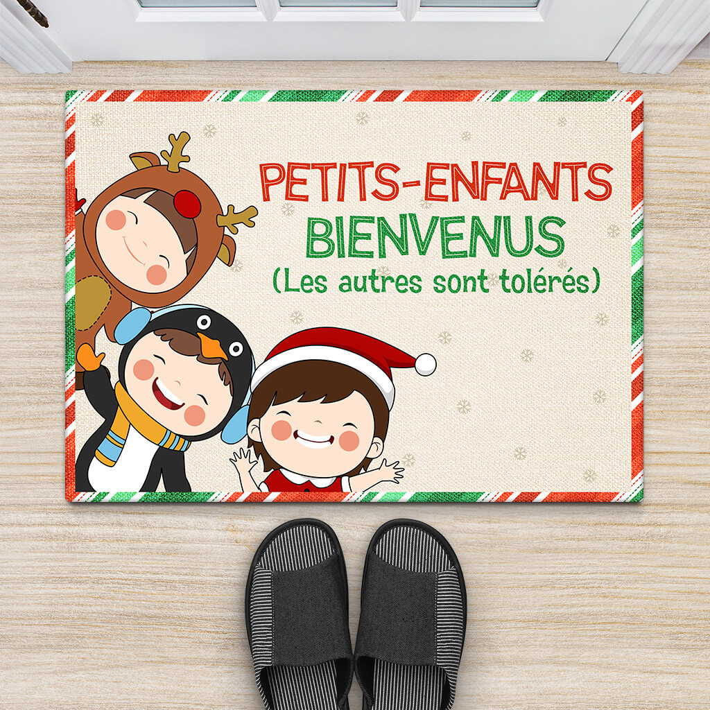 1361DFR2 paillasson petits enfants bienvenus personnalise