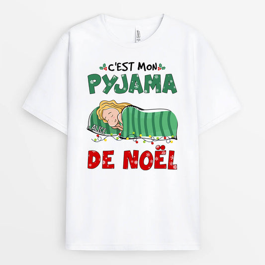 1367AFR1 t shirt cest mon pyjama de noel personnalise