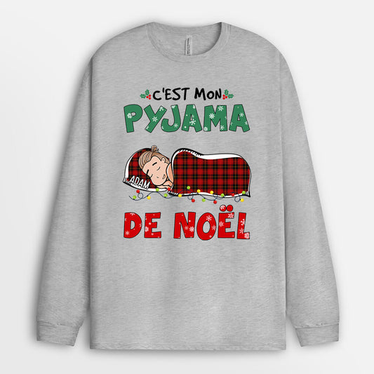 1367NFR2 manches longues cest mon pyjama de noel personnalise