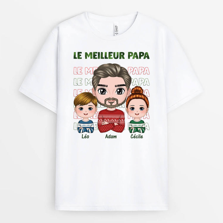 T-shirt Meilleur Papa De Tous Les Temps Version Noël Personnalisé