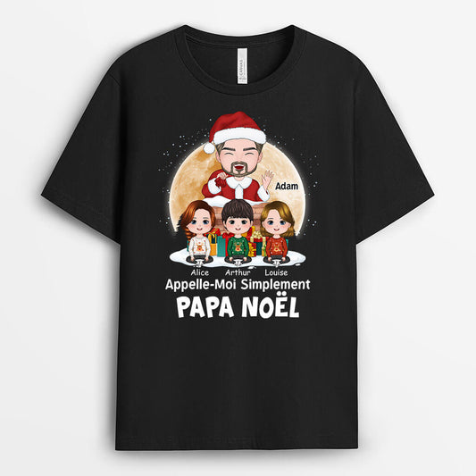 1382AFR1 t shirt appelle moi simplement papa noel personnalise