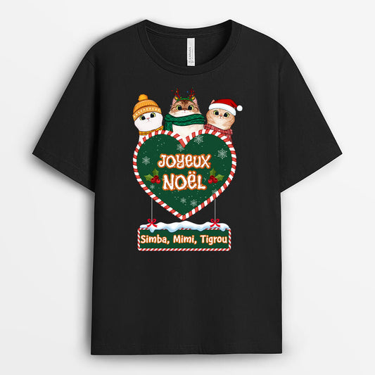 1385AFR1 t shirt meowy noel pour les amoureux des chats personnalise