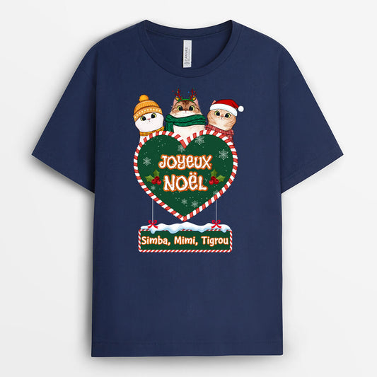 1385AFR2 t shirt meowy noel pour les amoureux des chats personnalise