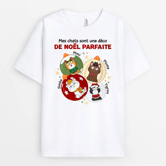 1388AFR1 t shirt mes chats sont une deco de noel parfaite personnalise