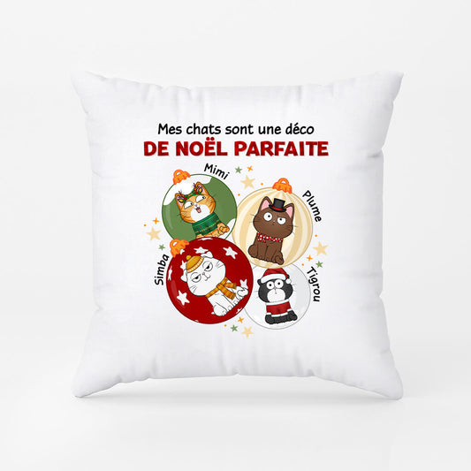 1388PFR1 coussin mes chats sont une deco de noel parfaite personnalise