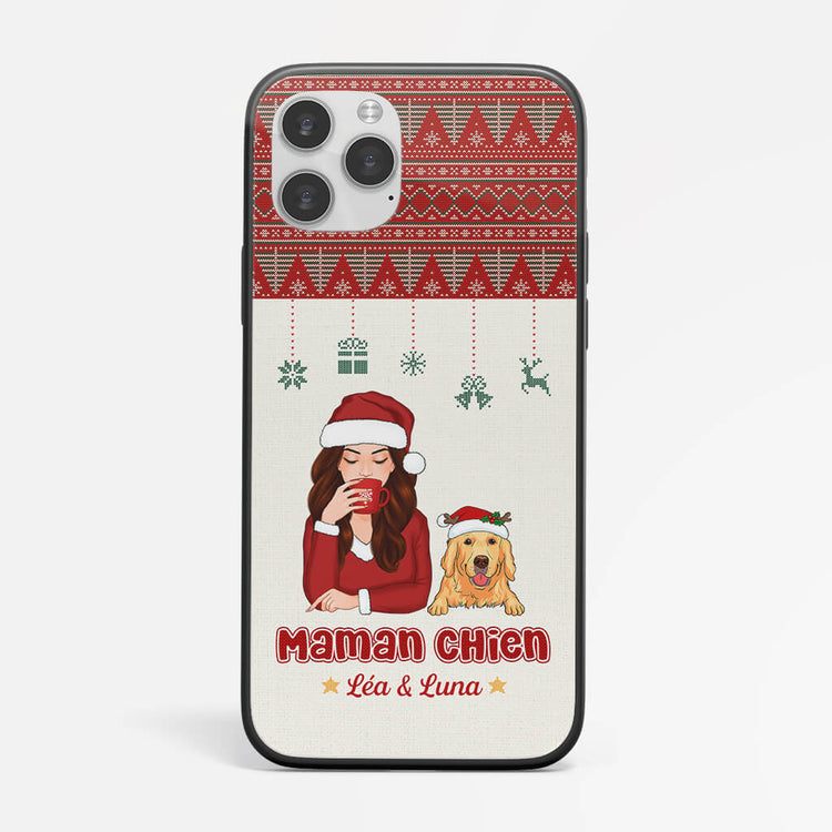 Coque de Téléphone iPhone 11 Maman Chien Version Noël Personnalisée