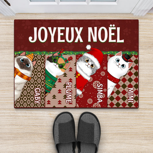 1401DFR2 paillasson joyeux miaou noel personnalise