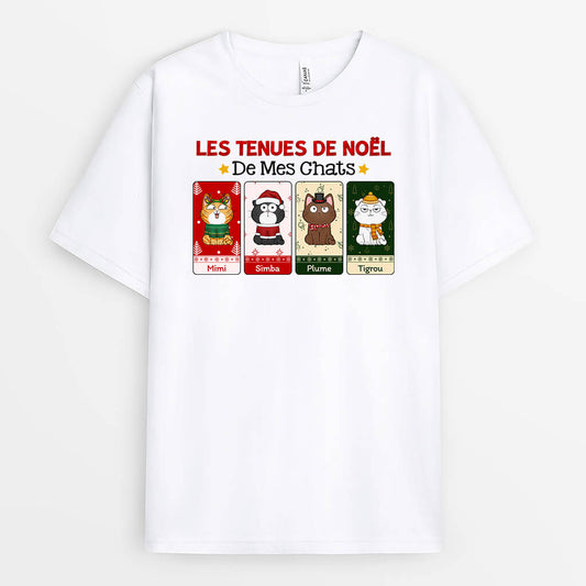 1402AFR1 t shirt les tenues de noel de mes chats personnalise