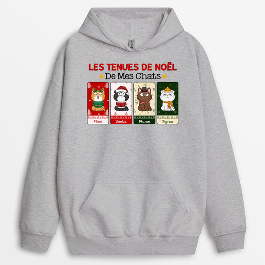 1402HFR2 sweat a capuche les tenues de noel de mes chats personnalise