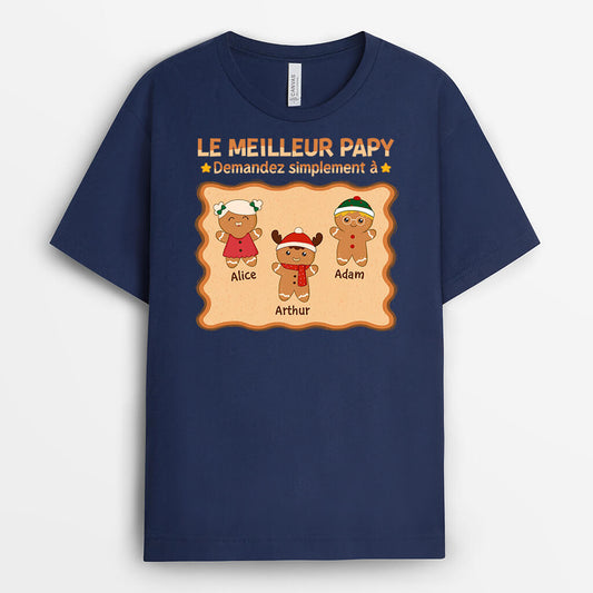 1417AFR2 t shirt meilleur papa de tous les temps bonhommes en pain depices personnalise