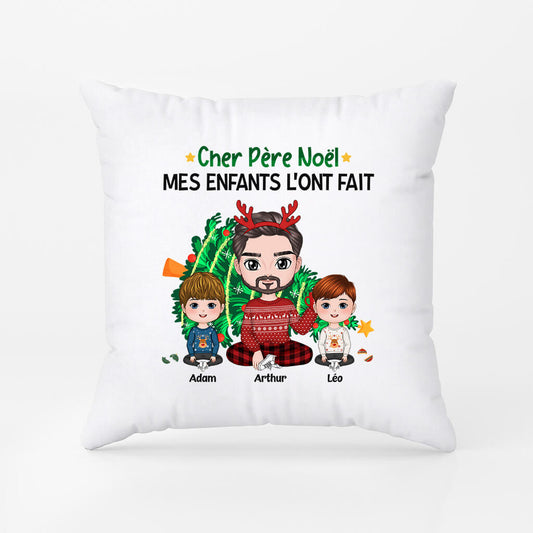 1419PFR1 coussin cher pere noel mon fils la fait personnalise