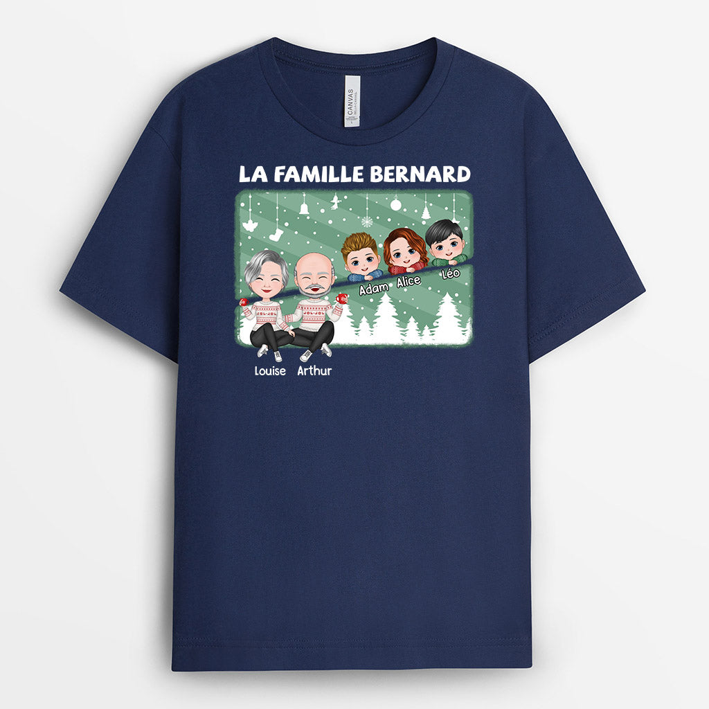 1420AFR1 t shirt famille noel avec nom personnalise