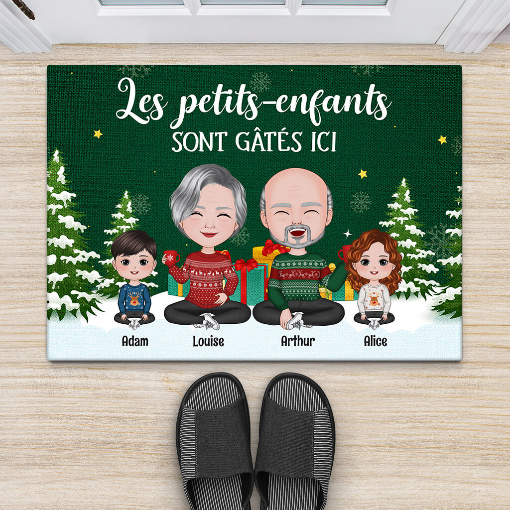 1427DFR2 paillasson les petits enfants sont gates ici motif royal personnalise