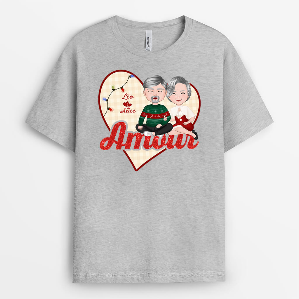 1433AFR2 t shirt amour noel personnalise