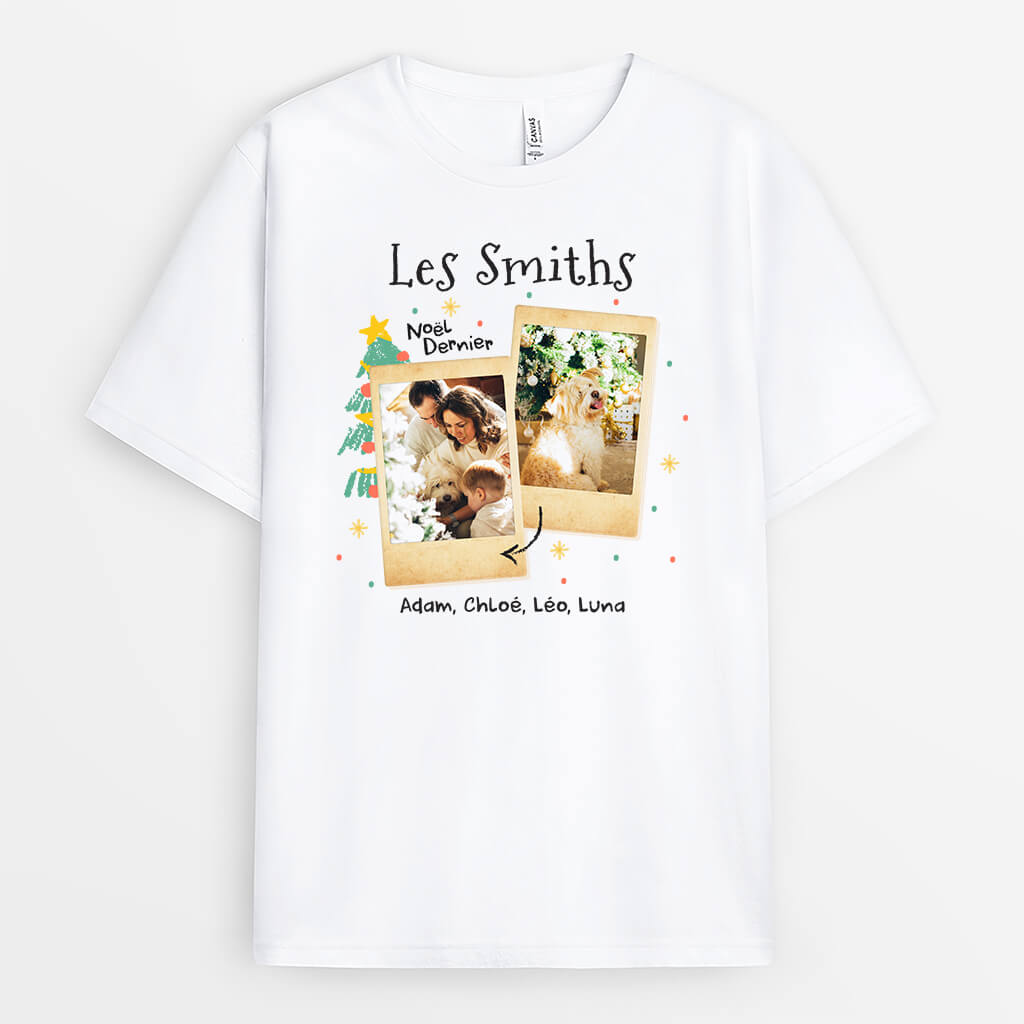 1435AFR2 t shirt famille version noel avec photo personnalise