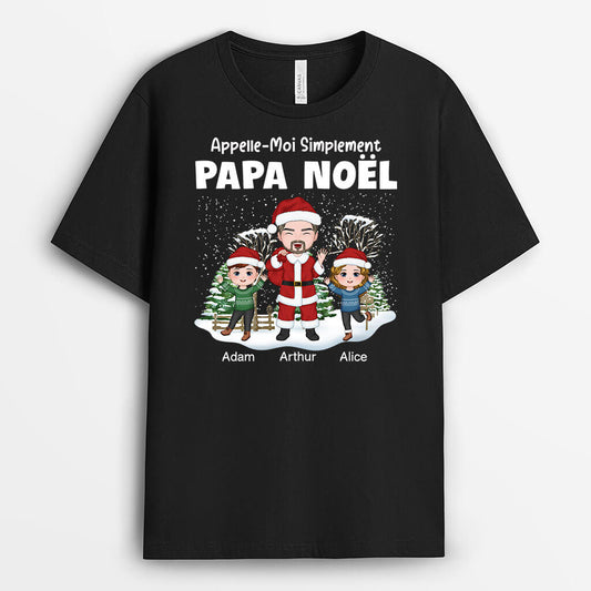 1440AFR1 t shirt appelle moi simplement papa noel neige personnalise