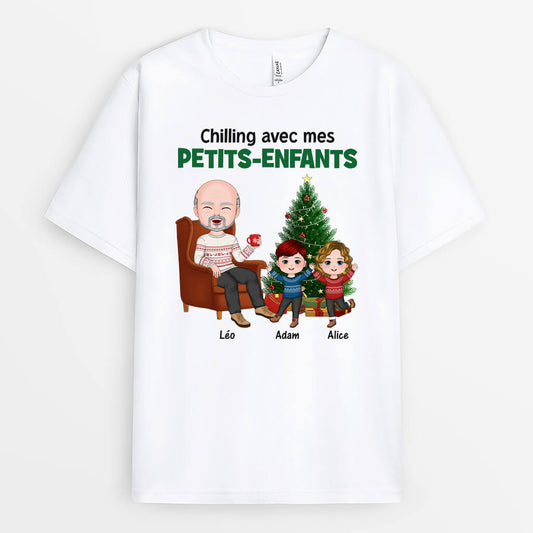 1445AFR1 t shirt chilling avec mes petits enfants personnalise