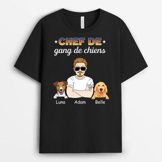 1449AFR1 t shirt chef de gang de chiens personnalise