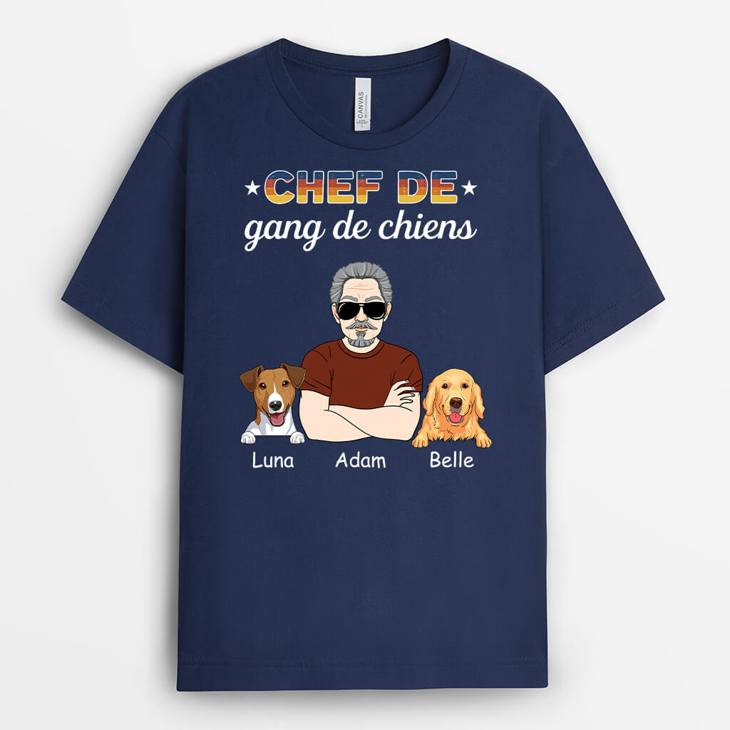 1449AFR2 t shirt chef de gang de chiens personnalise