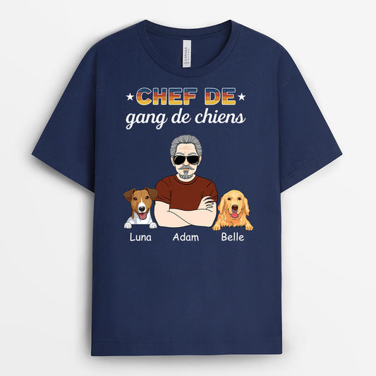 1449AFR2 t shirt chef de gang de chiens personnalise