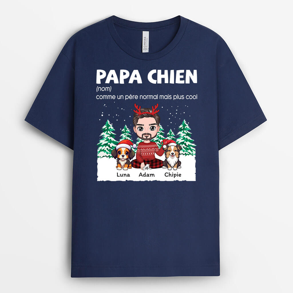 1450AFR1 t shirt definition papa de chien version noel personnalise