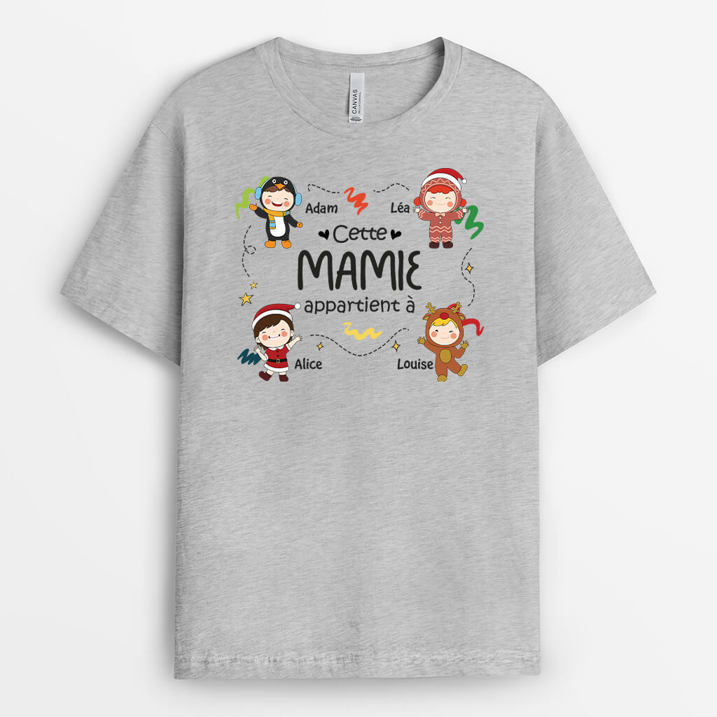 1452AFR2 t shirt cette mamie appartient a noel personnalise