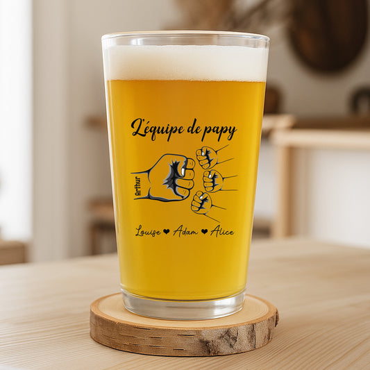1461IFR2 verre a biere personnalise lequipe de papa simple 1461i8m8b