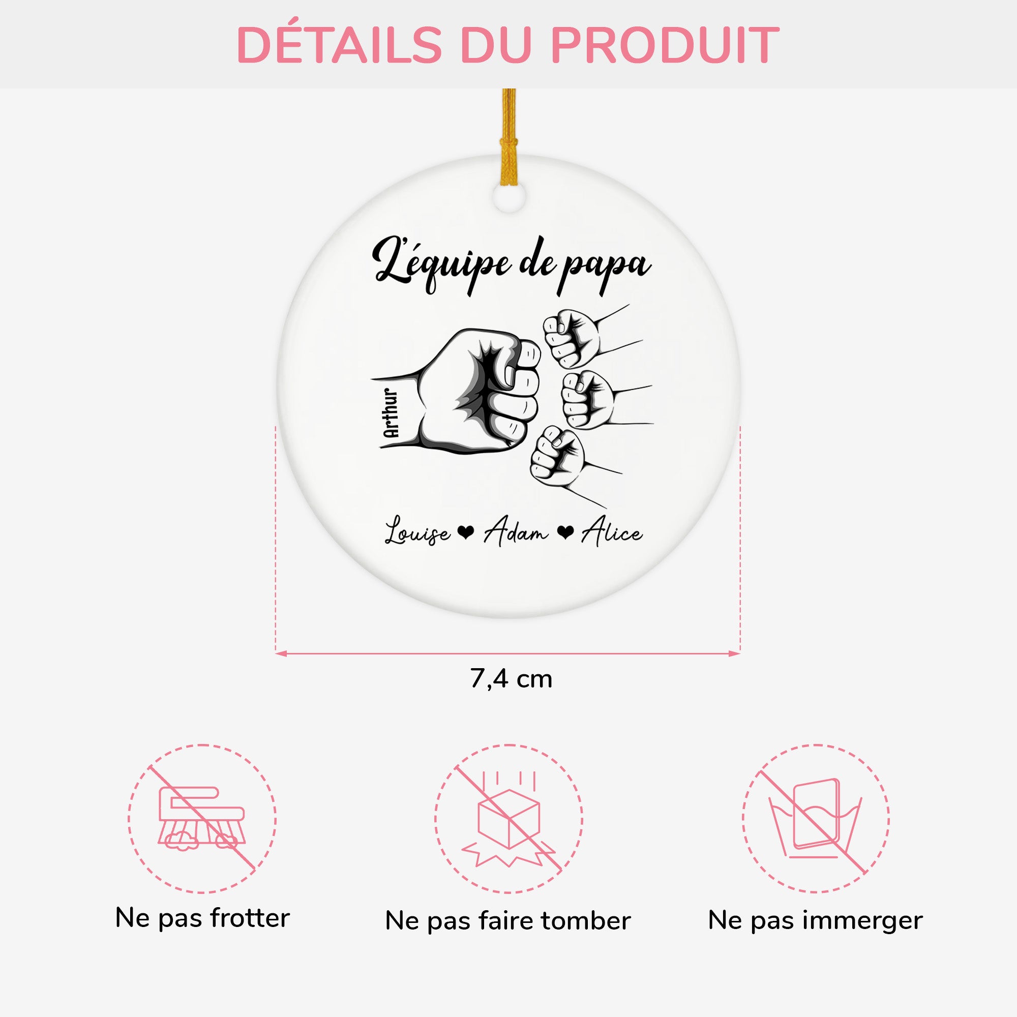 1461OFR3 ornement ceramique personnalise lequipe de papa 1461o8m8b