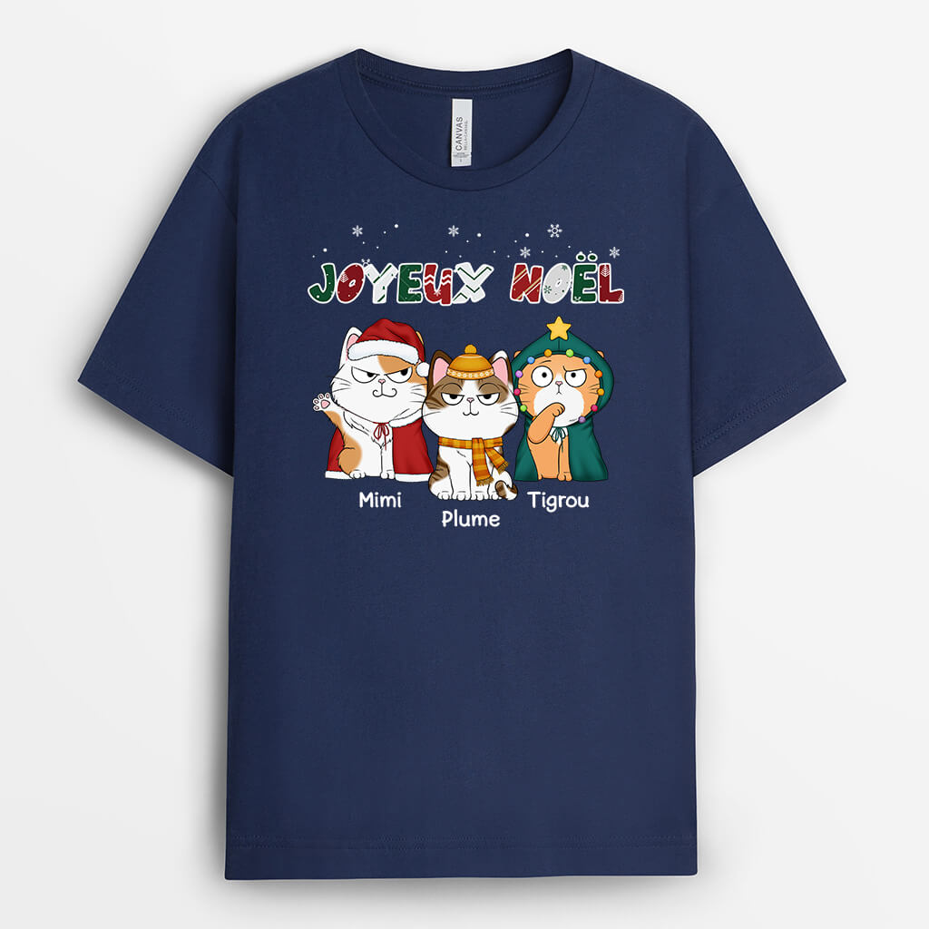 1466AFR2 t shirt meowy christmas pour noel personnalise