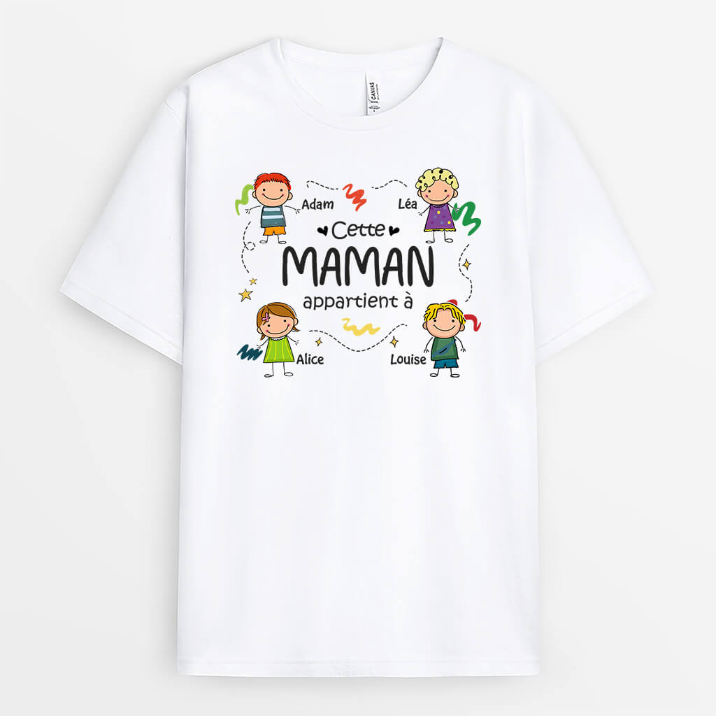 T-shirt Cette Mamie Appartient À Dessin Personnalisé - Cadeau Plus