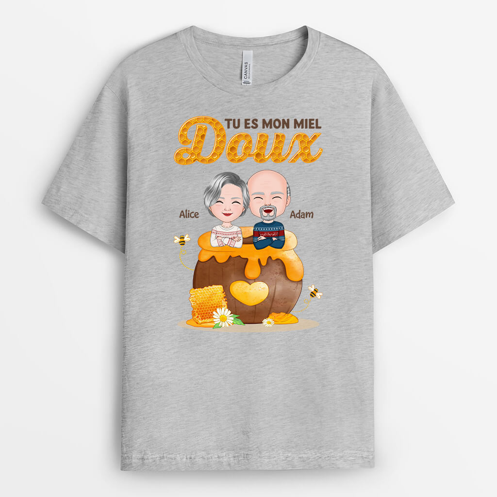 1477AFR2 t shirt tu es mon doux miel personnalise