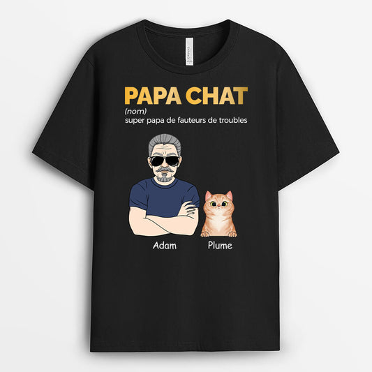 1480AFR1 t shirt super papa de fauteurs de troubles version chat personnalise