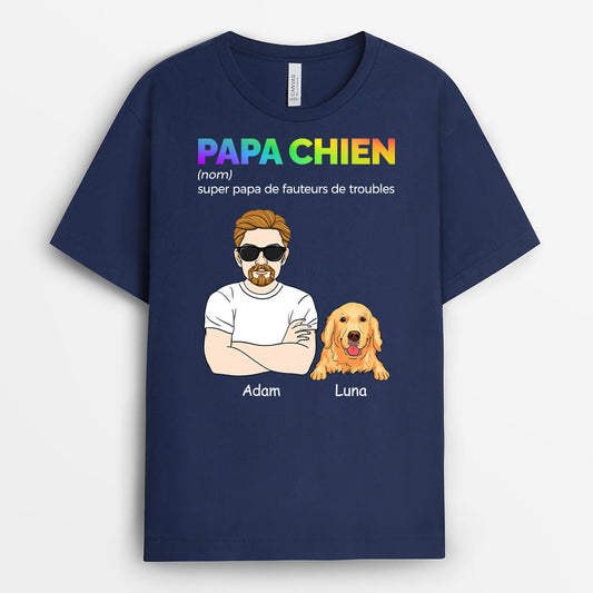 1480AFR2 t shirt super papa de fauteurs de troubles version chien personnalise