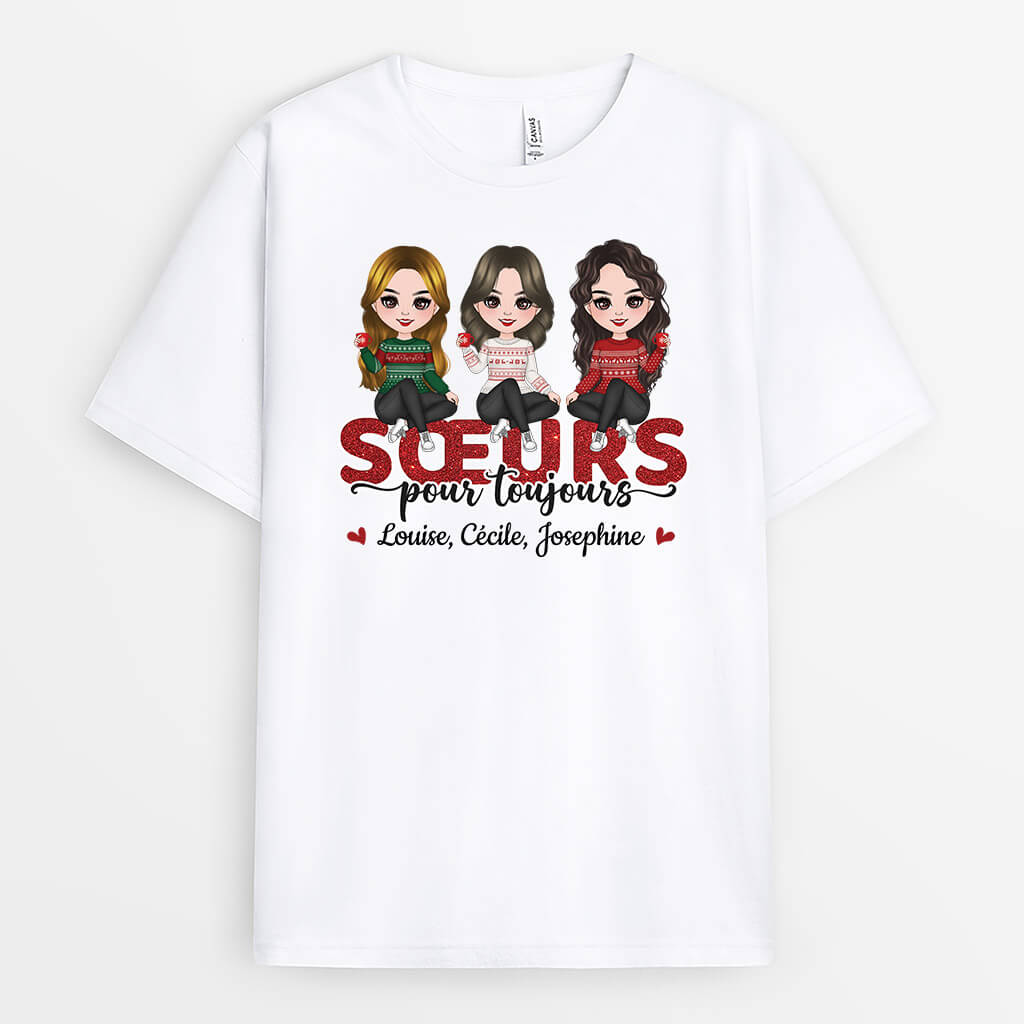 1487AFR1 t shirt soeurs pour toujours personnalise