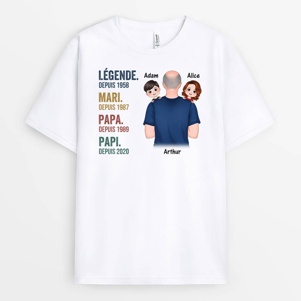 T-shirt Cadeau Pour Papa/Papy Personnalisé - Cadeau Plus