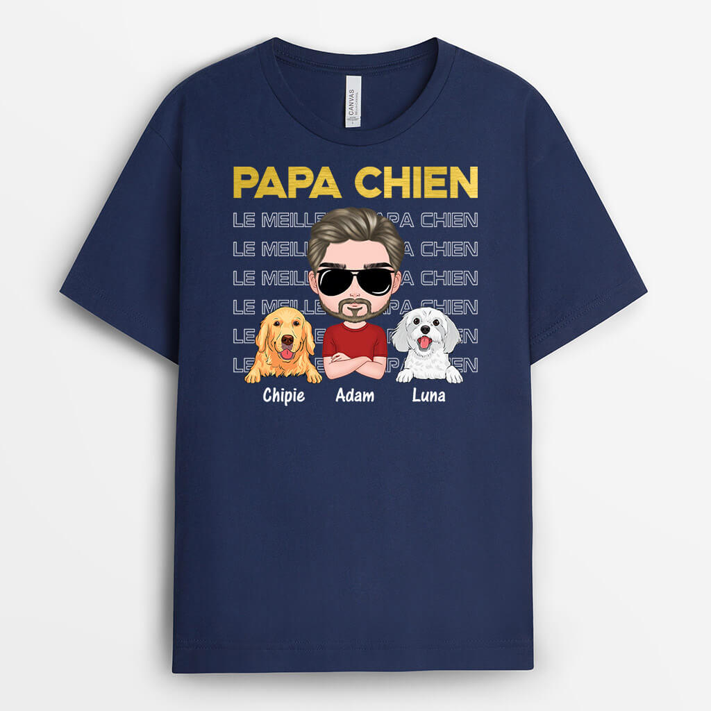 1497AFR2 t shirt papa chien noir personnalise