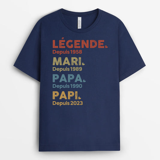1503AFR2 t shirt legende mari papa papy depuis 2023 personnalise