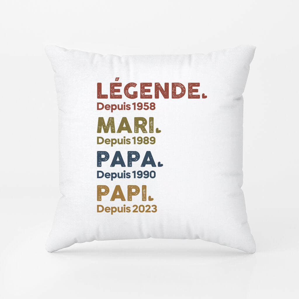 1503PFR1 legende mari papa papy depuis coussin homme personnalise