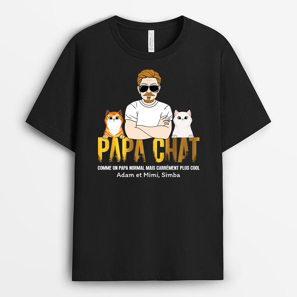 1509AFR1 t shirt papa chat noir personnalise