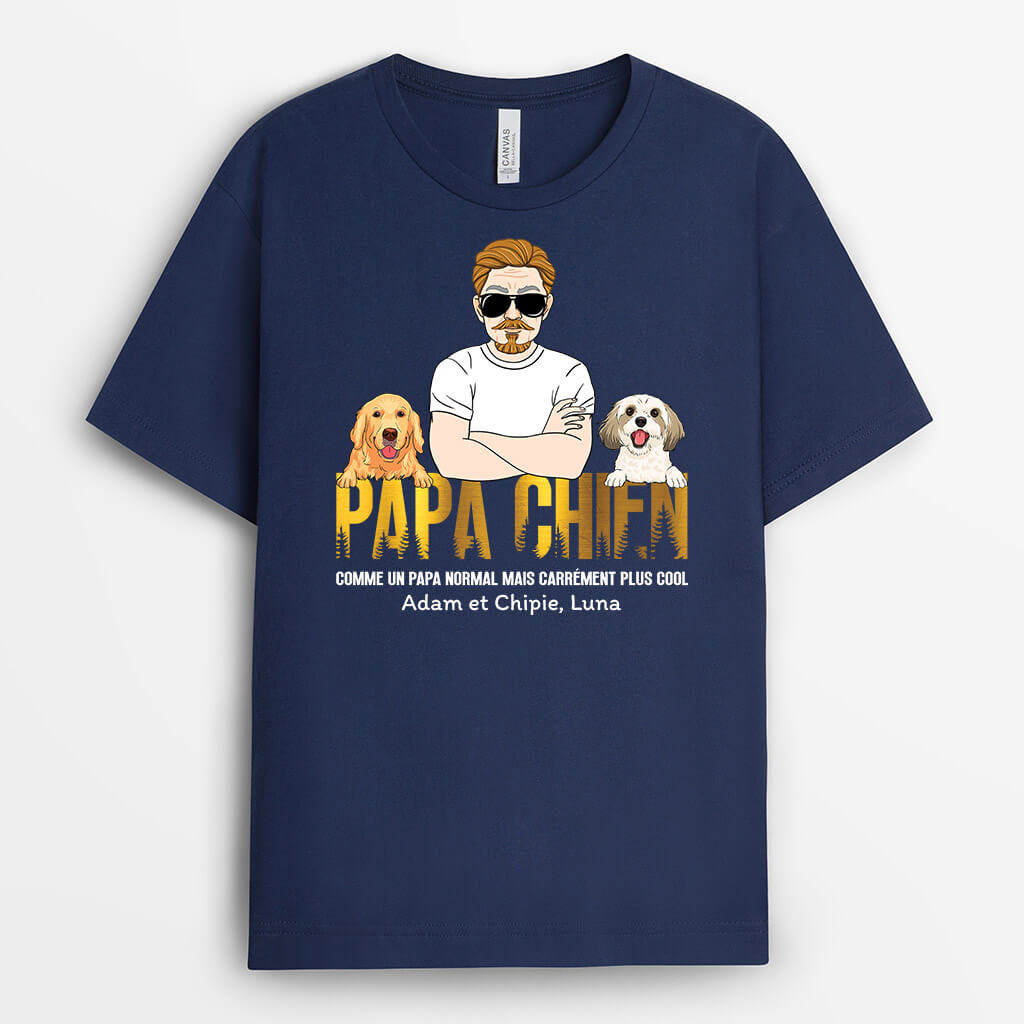 1509AFR1 t shirt papa chien noir personnalise