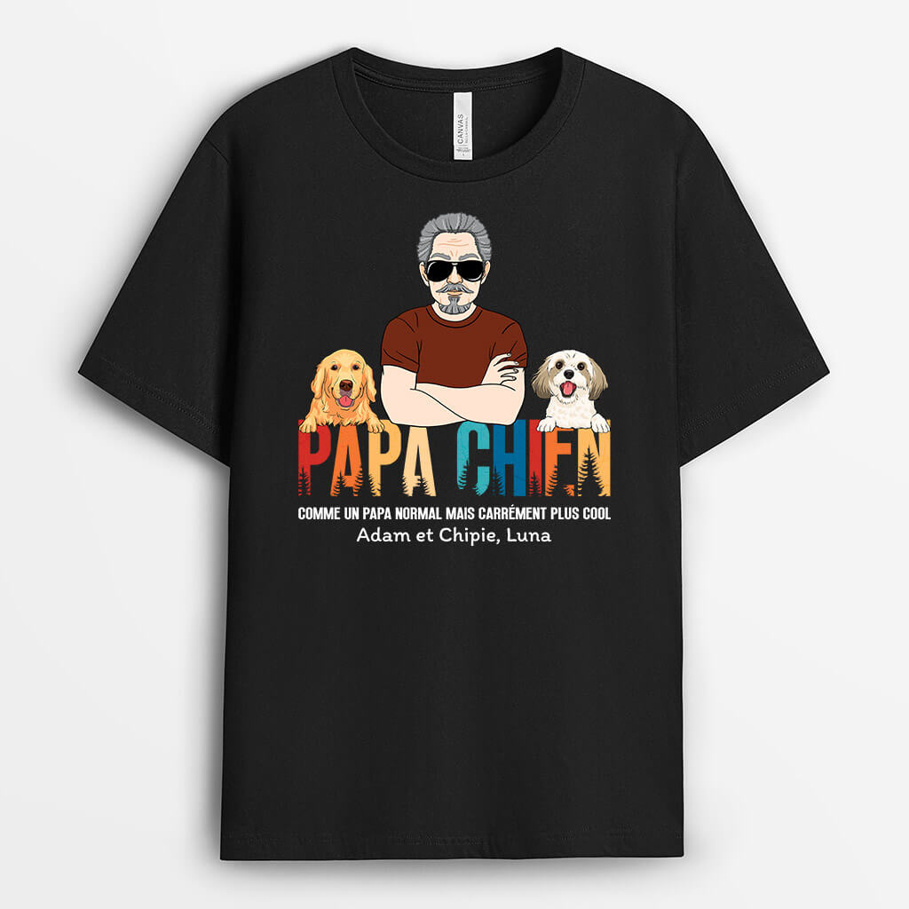 1509AFR2 t shirt papa chien noir personnalise