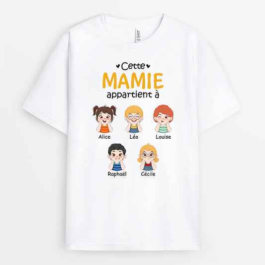 1517AFR1 t shirt cette mamie appartient a petit fils personnalise