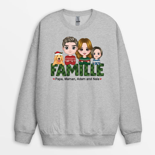 1522WFR1 sweat shirt famille noel personnalise