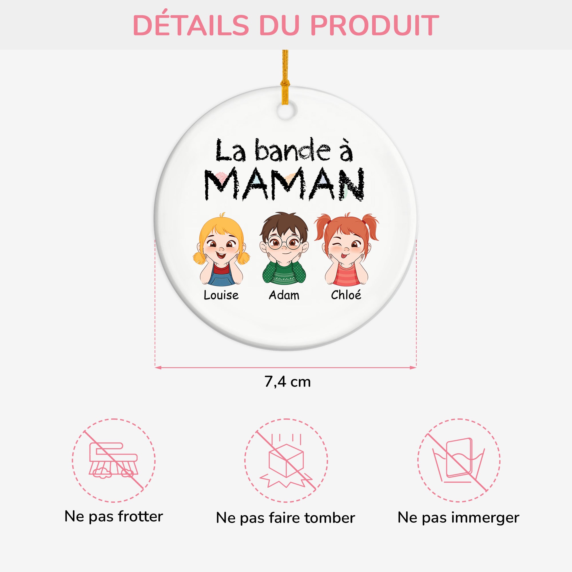 1527OFR2 ornement ceramique personnalise la bande a maman 1527okq8a