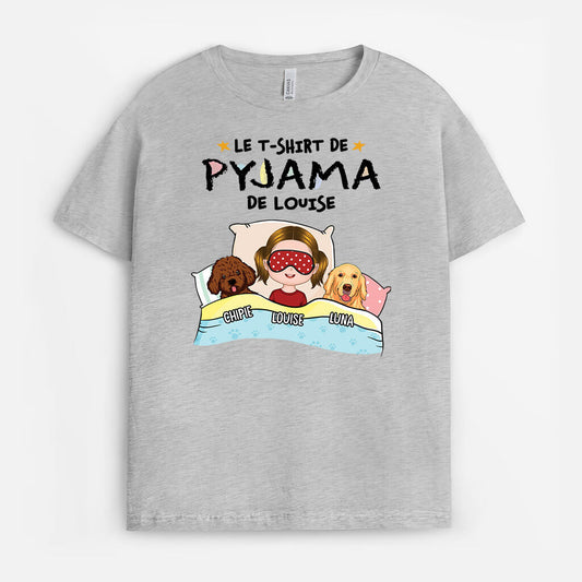 1529AFR1 t shirt de pyjama danna avec chien pour enfant personnalise